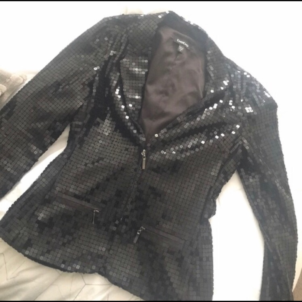 Bebe ladies sequined blazer black sz 8