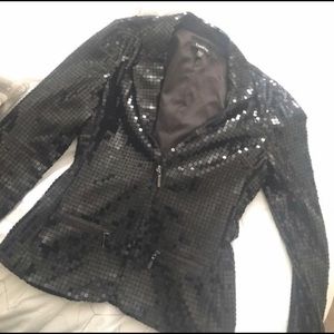 Bebe ladies sequined blazer black sz 8