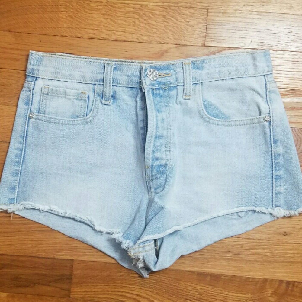 High rise light Denim Shorts
