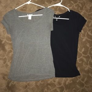 H&M gray and navy blue swoop neck shirts (bundle)