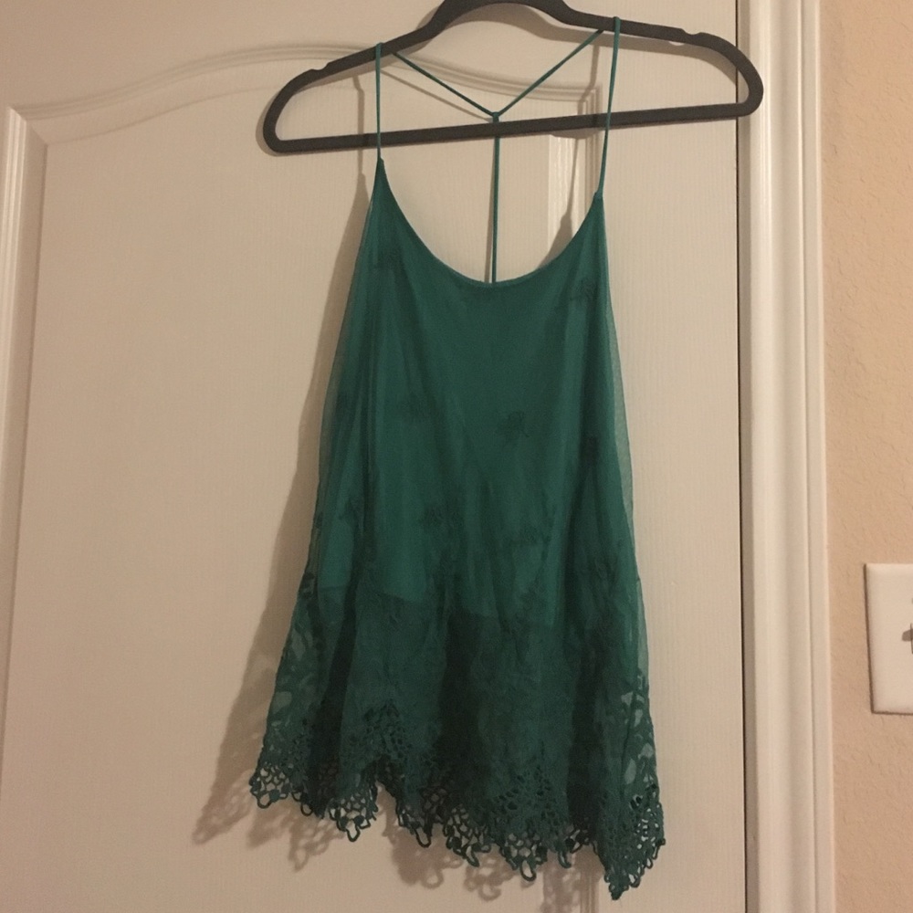 URBAN OUTFITTERS, lace green tank top