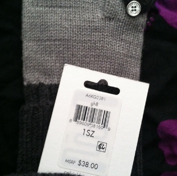 Calvin Klein Fingerless-Flip Top Grey Gloves - NWT - Picture 4 of 4