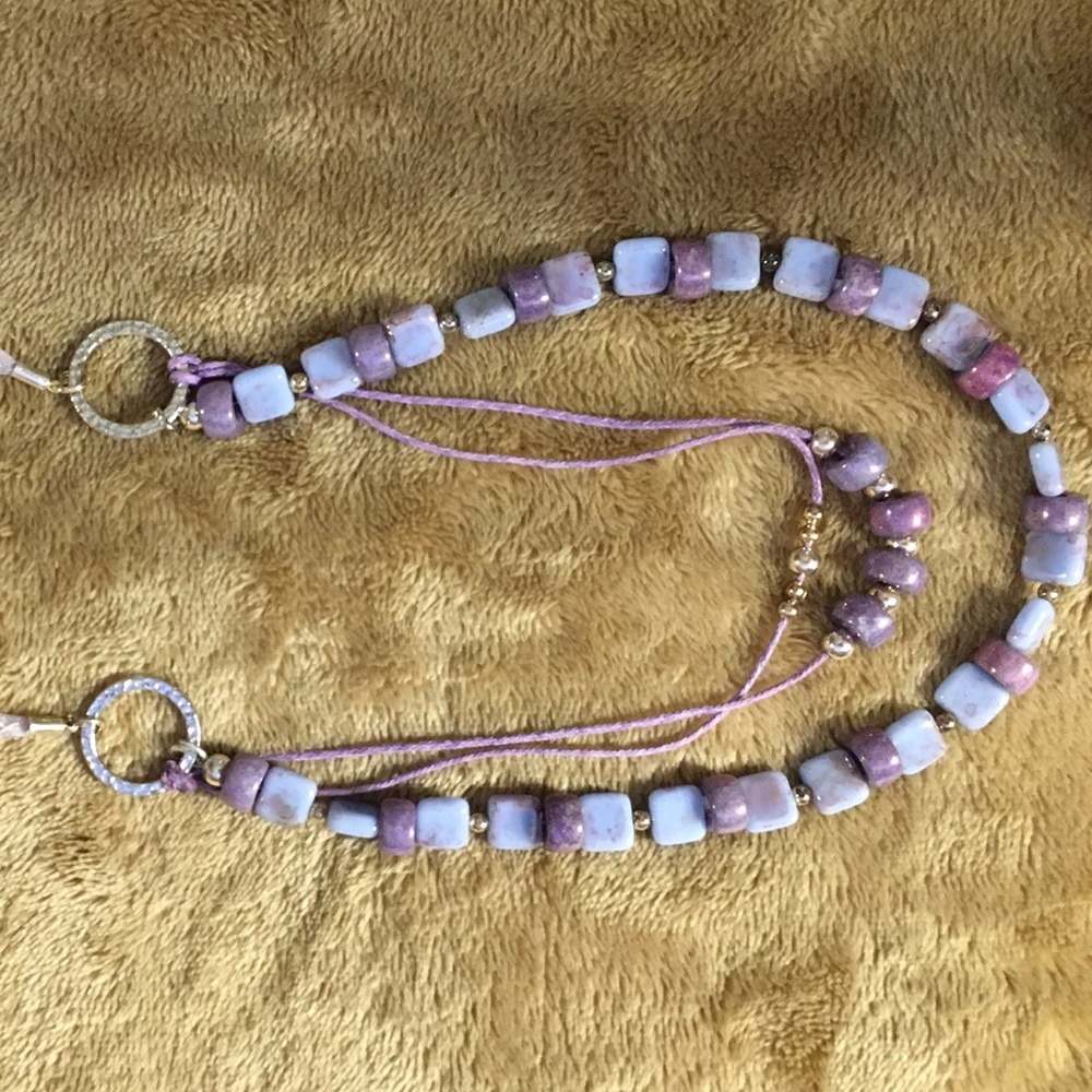 Lavender Organza and Double Strand Glass Beads