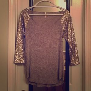 Sequin Sleeve Ringer Baseball Tee