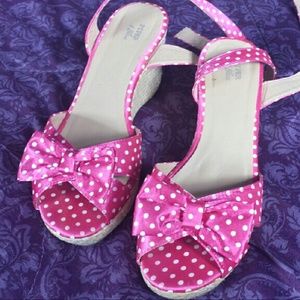 Polka dot wedges with ankle strap