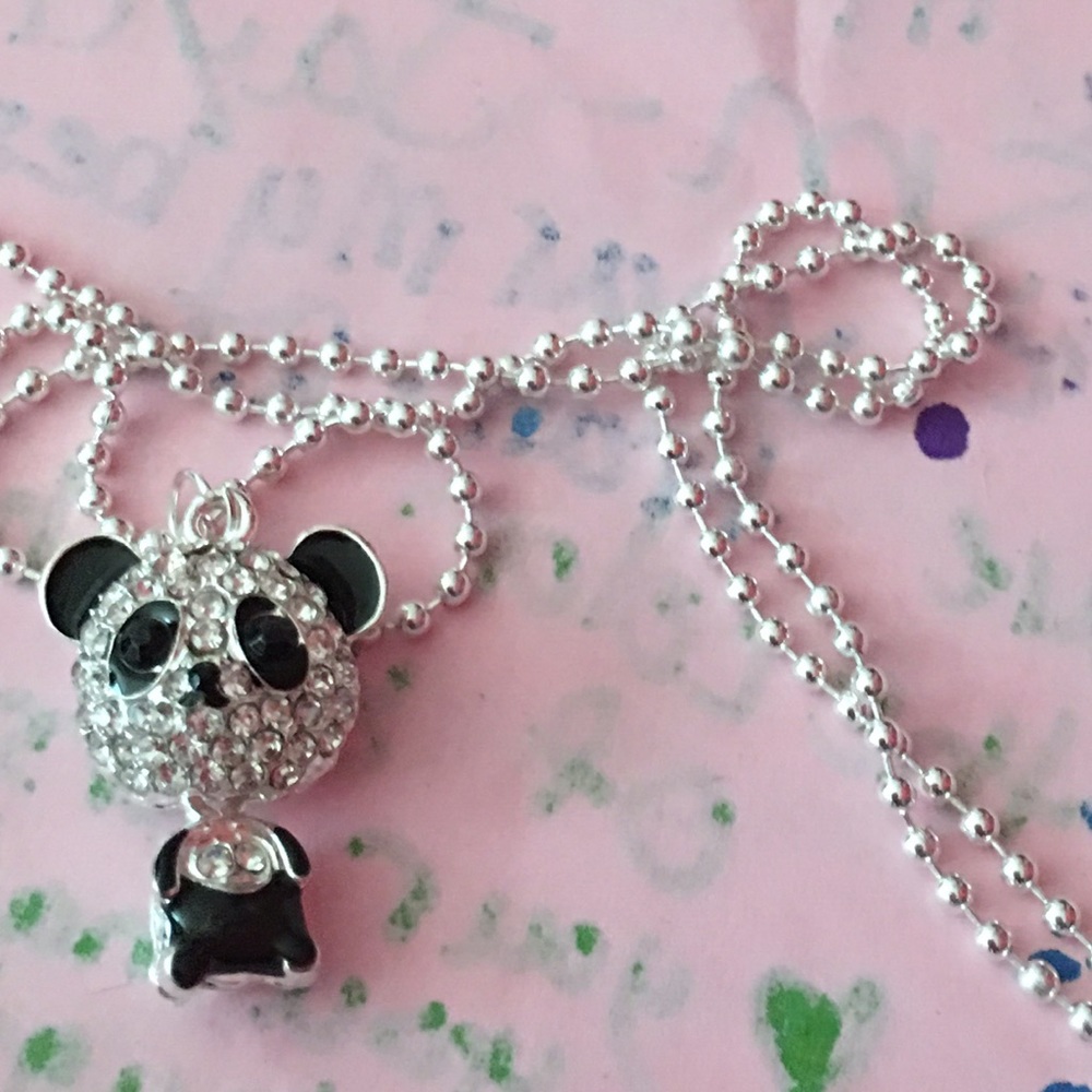 Panda necklace dazzling crystals