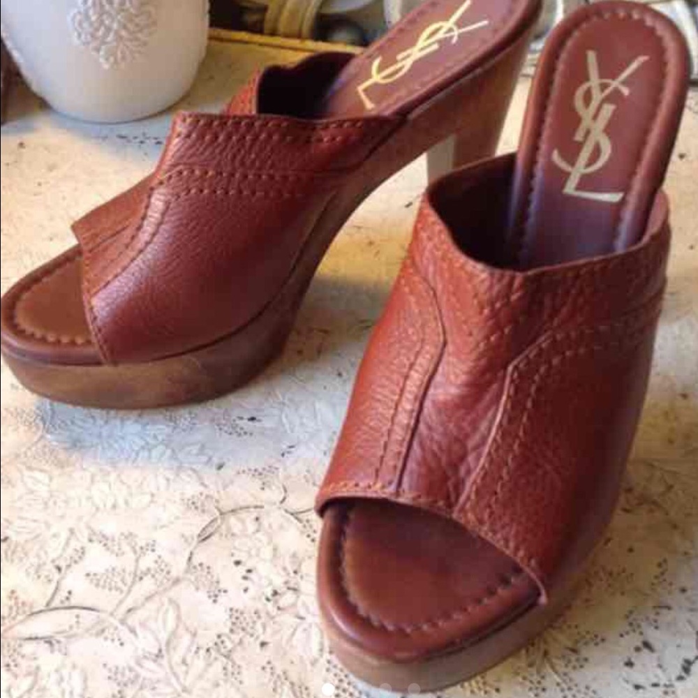 YSL open toe platform clogs