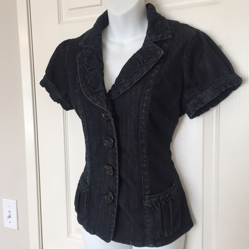 Cato short sleeve dark wash stretch jean jacket