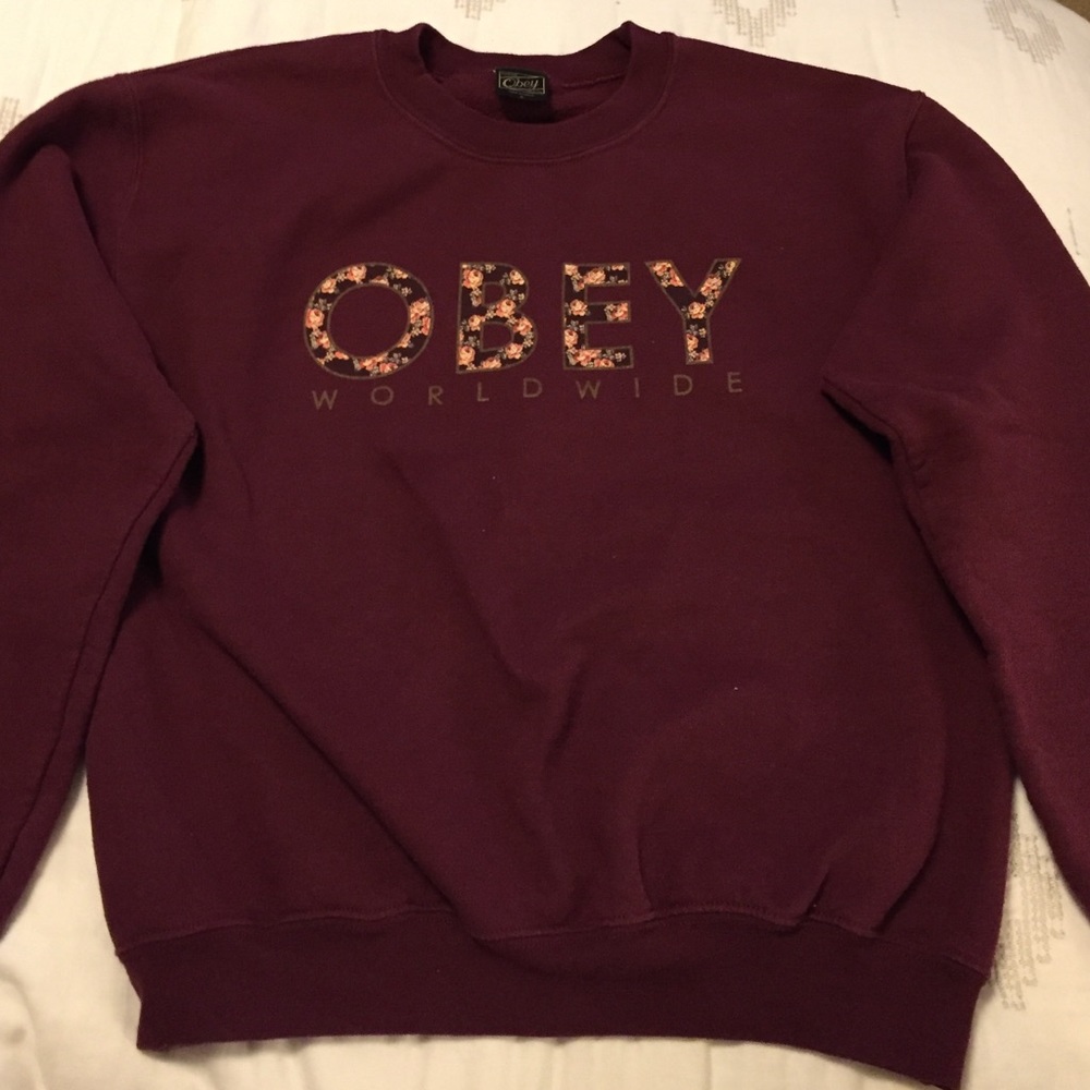Burgundy OBEY crewneck