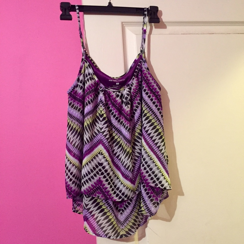 New York & company multi-colored ruffle tank top!