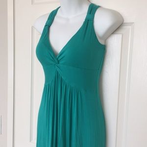 Teal green long maxi dress with empire waist