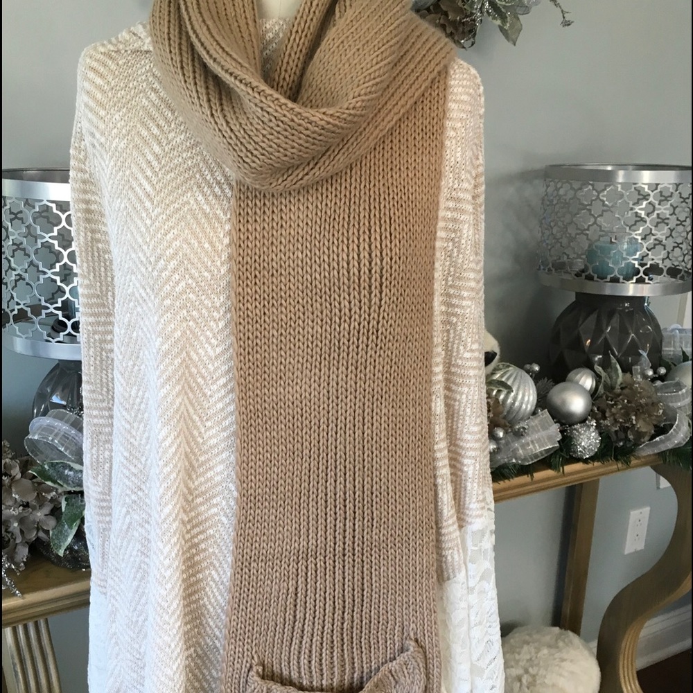 🍁Vince Camuto Cable Stitch Cardigan Camel Scarf🍁