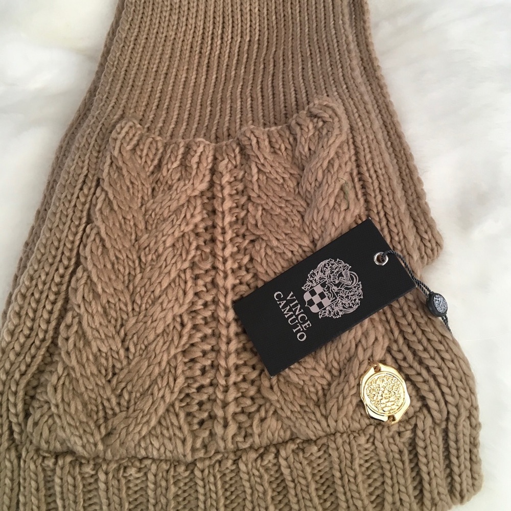 🍁Vince Camuto Cable Stitch Cardigan Camel Scarf🍁 - Picture 2 of 8