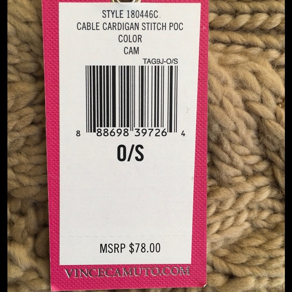 🍁Vince Camuto Cable Stitch Cardigan Camel Scarf🍁 - Picture 3 of 8