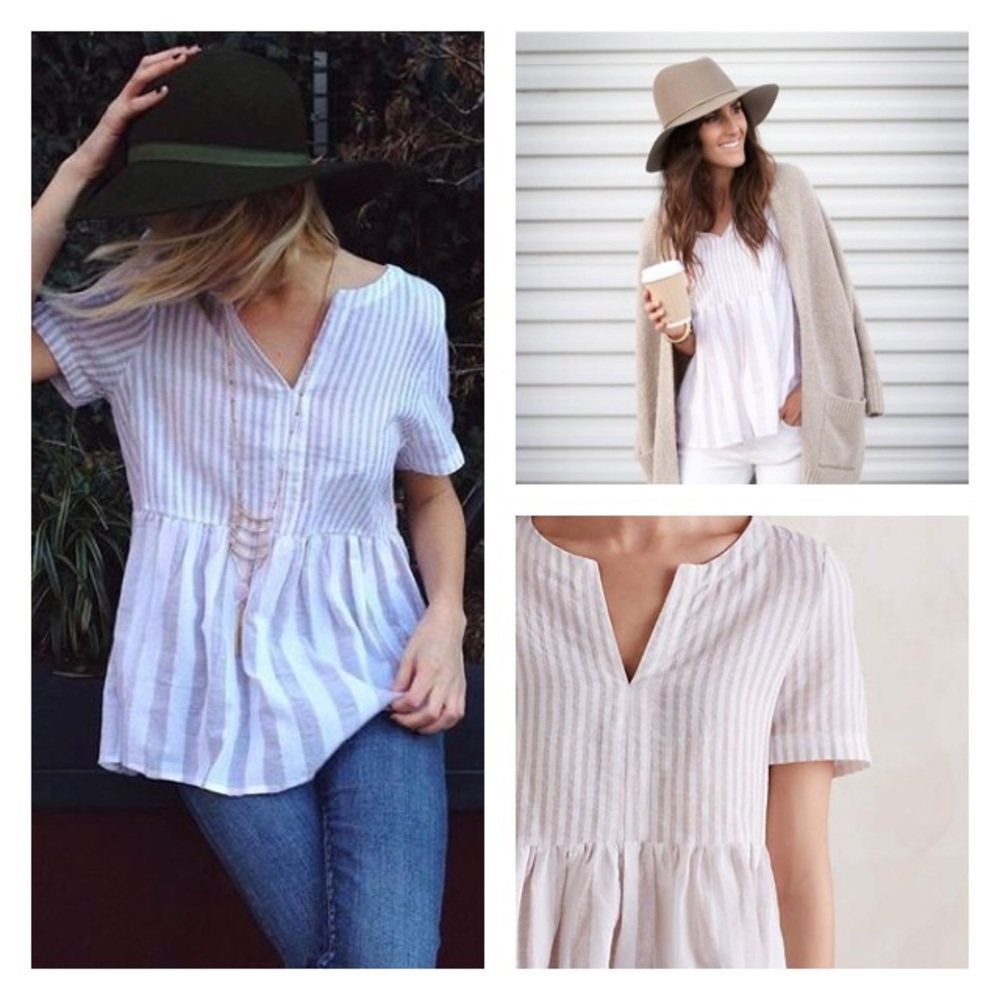 Anthropologie Vintage Stripe Peplum Blouse S