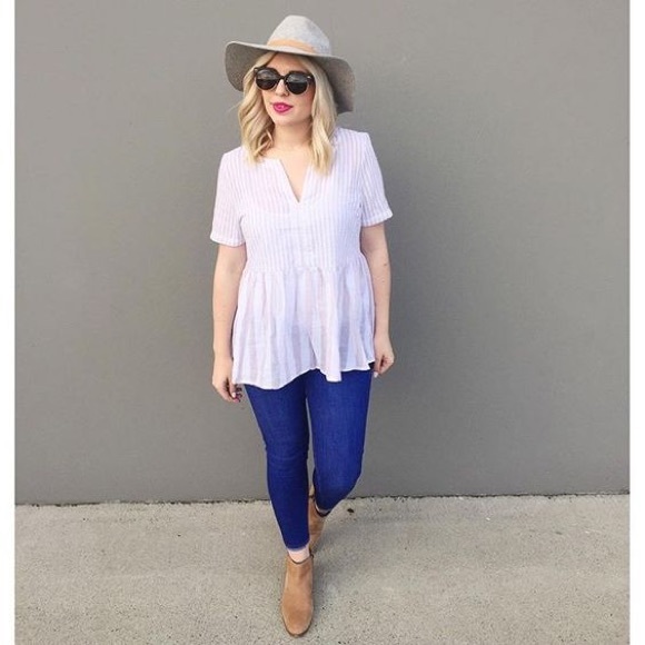 Anthropologie Vintage Stripe Peplum Blouse S - Picture 2 of 4