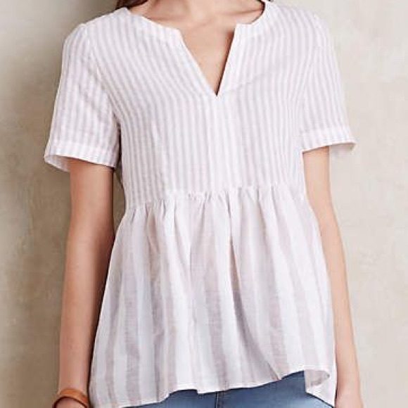 Anthropologie Vintage Stripe Peplum Blouse S - Picture 4 of 4