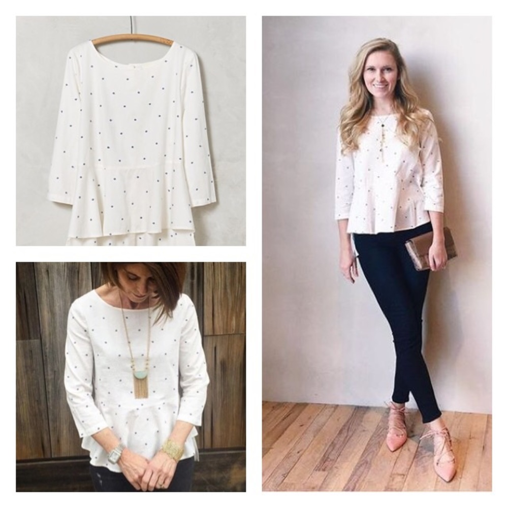 Anthropologie Dotty Peplum Blouse 4
