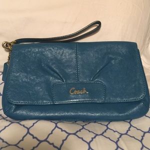 Blue coach wristlet