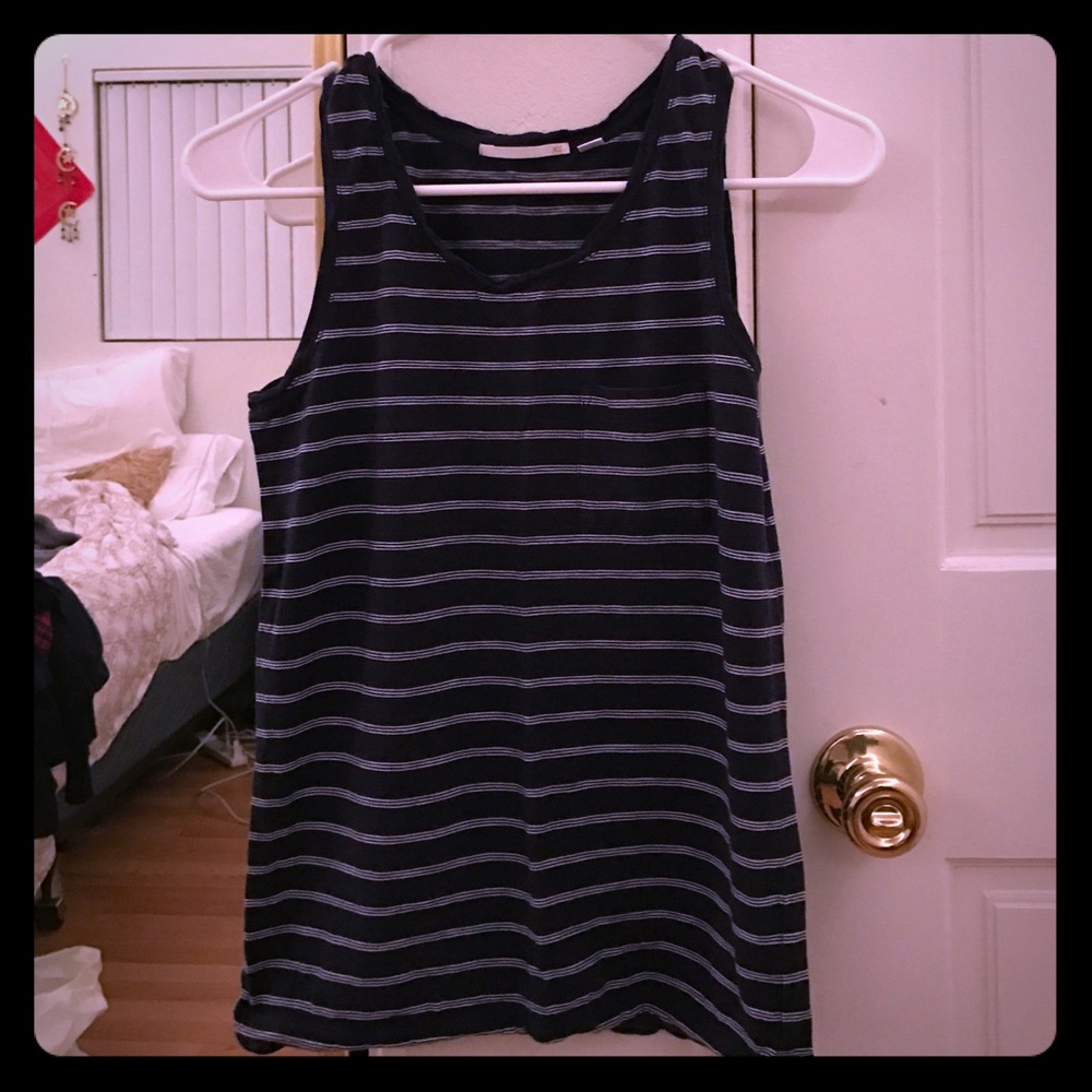 Striped tank top with breast pocket