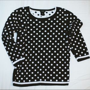 Ann Taylor Black and White Polka Dot Sweater