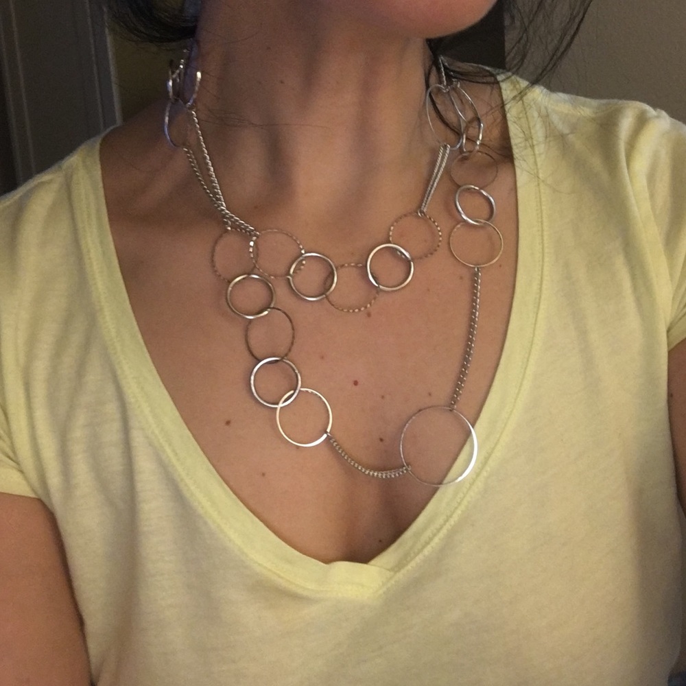 Silver Chain& Hoop Neclace