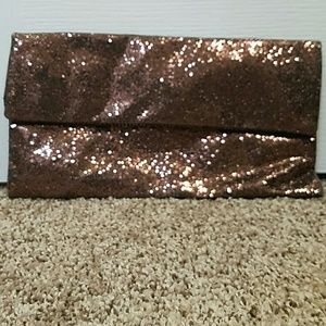 Copper glitter snap clutch