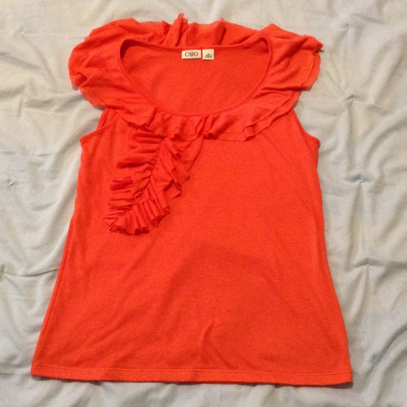 Cato coral ruffle sleeveless blouse - Picture 1 of 4