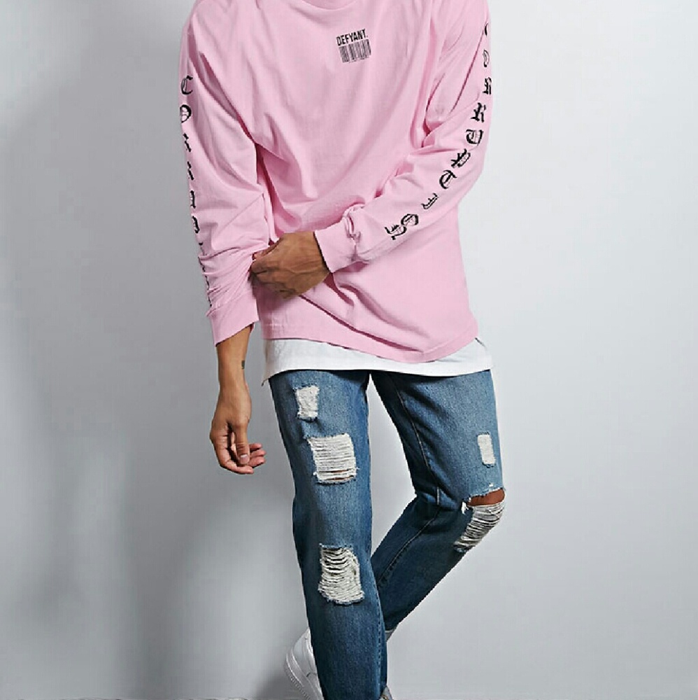 Forever 21 Pink Lettered Sleeve Top