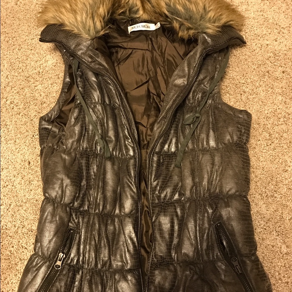 Brown Vest with Fur Trim