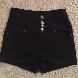 High waisted black Jean shorts