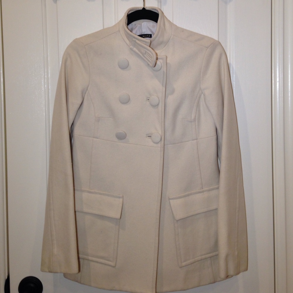 White Wool Blend Peacoat Size XS
