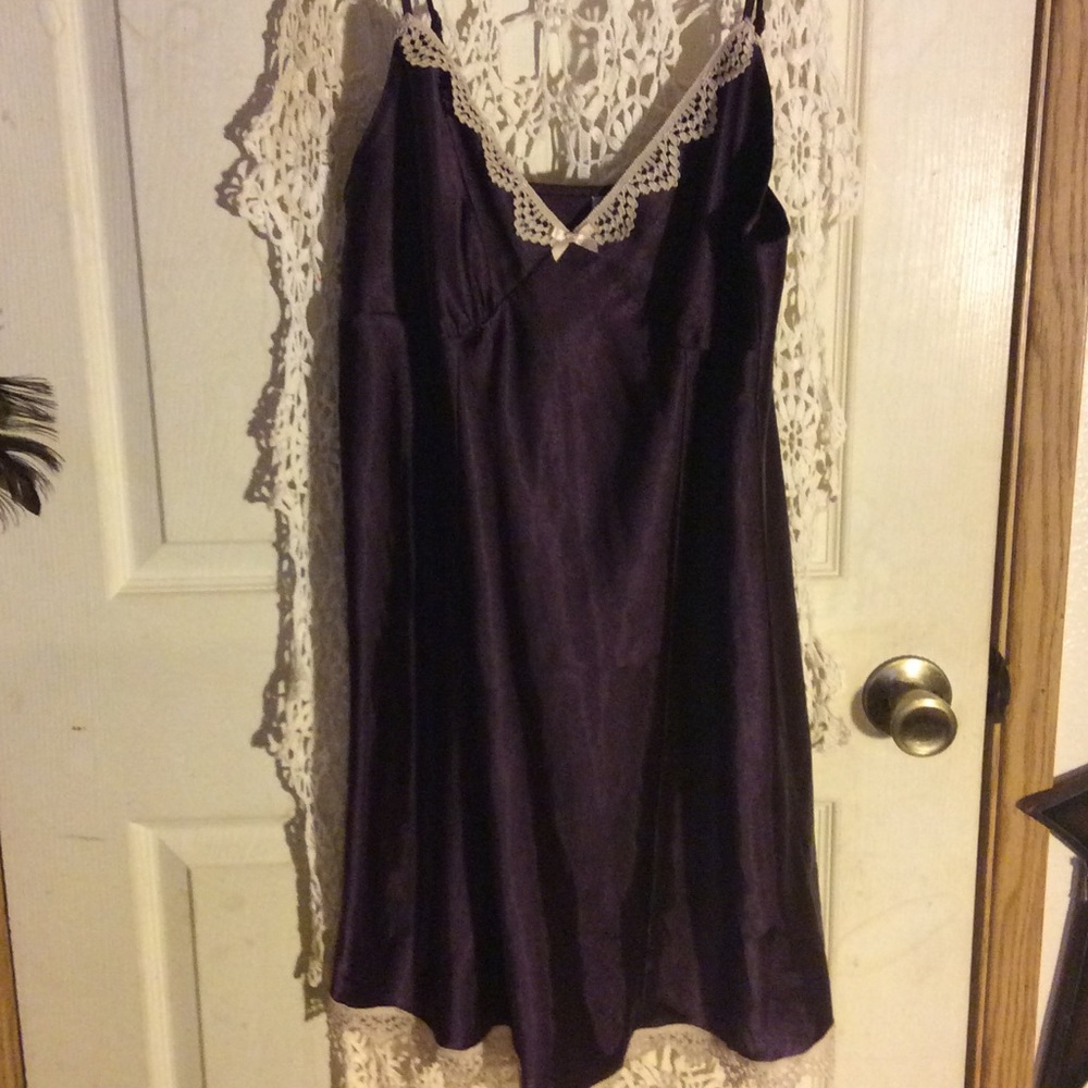 Beautiful plum and lace negligee'