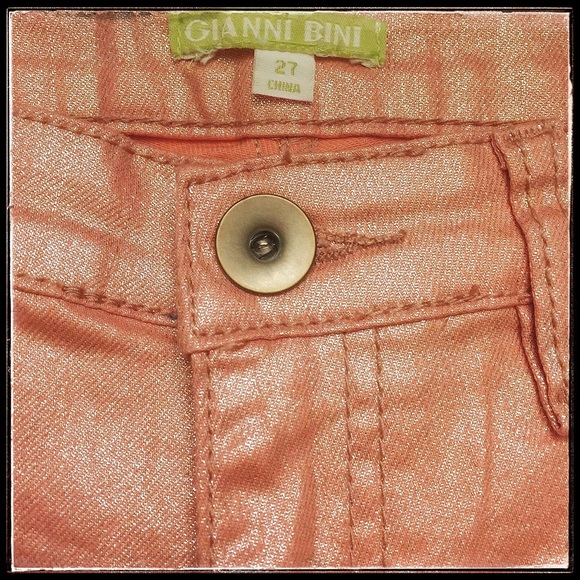 NWT Coral shiny metallic skinny jeans Gianni Bini - Picture 2 of 4