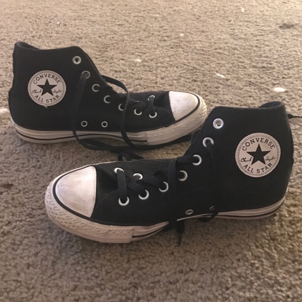 Black high top fabric converse