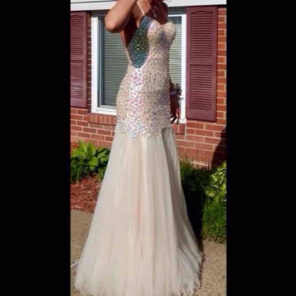 Cream Mermaid Prom Dress