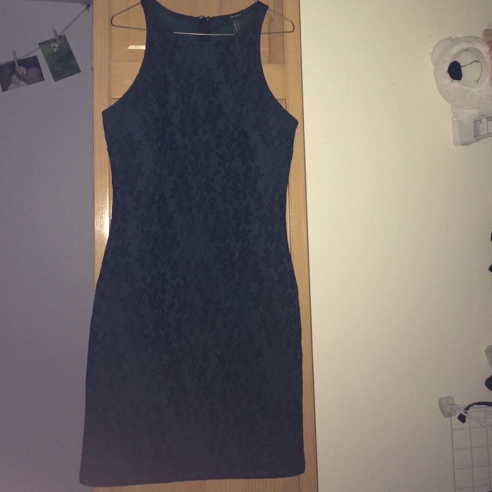 Teal and Black lace homecoming dress