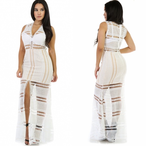 πCLEARANCEπ Sage Crochet Sleeveless Maxi Dress - Picture 2 of 4