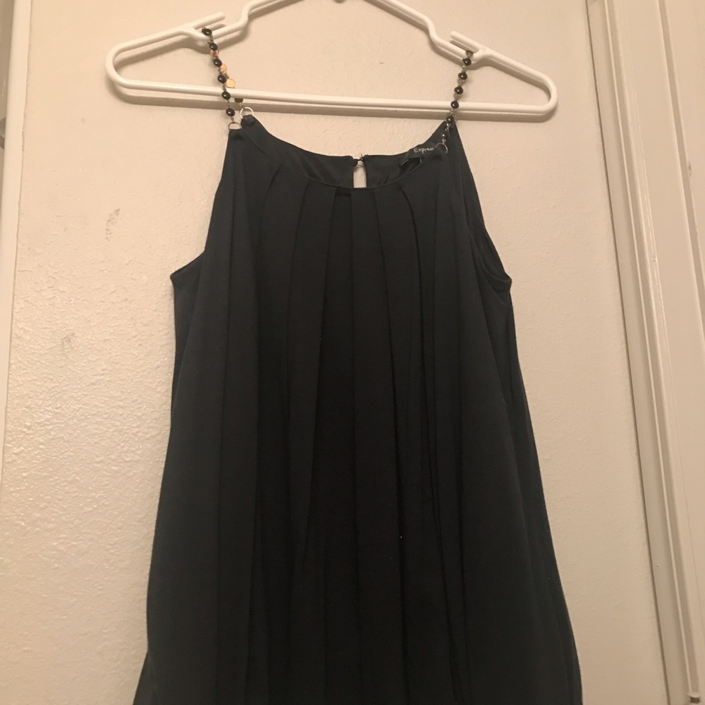 Black dressy tank top with jewel straps