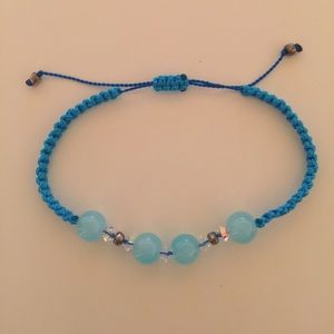 Crystal Blue Bead String Bracelet