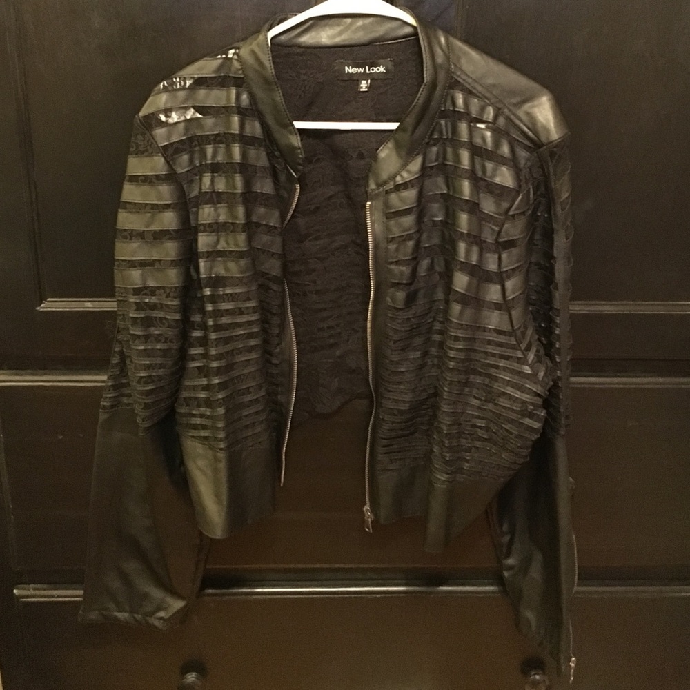 NWOT Wet Seal Plus Leather and Lace Crop Jacket