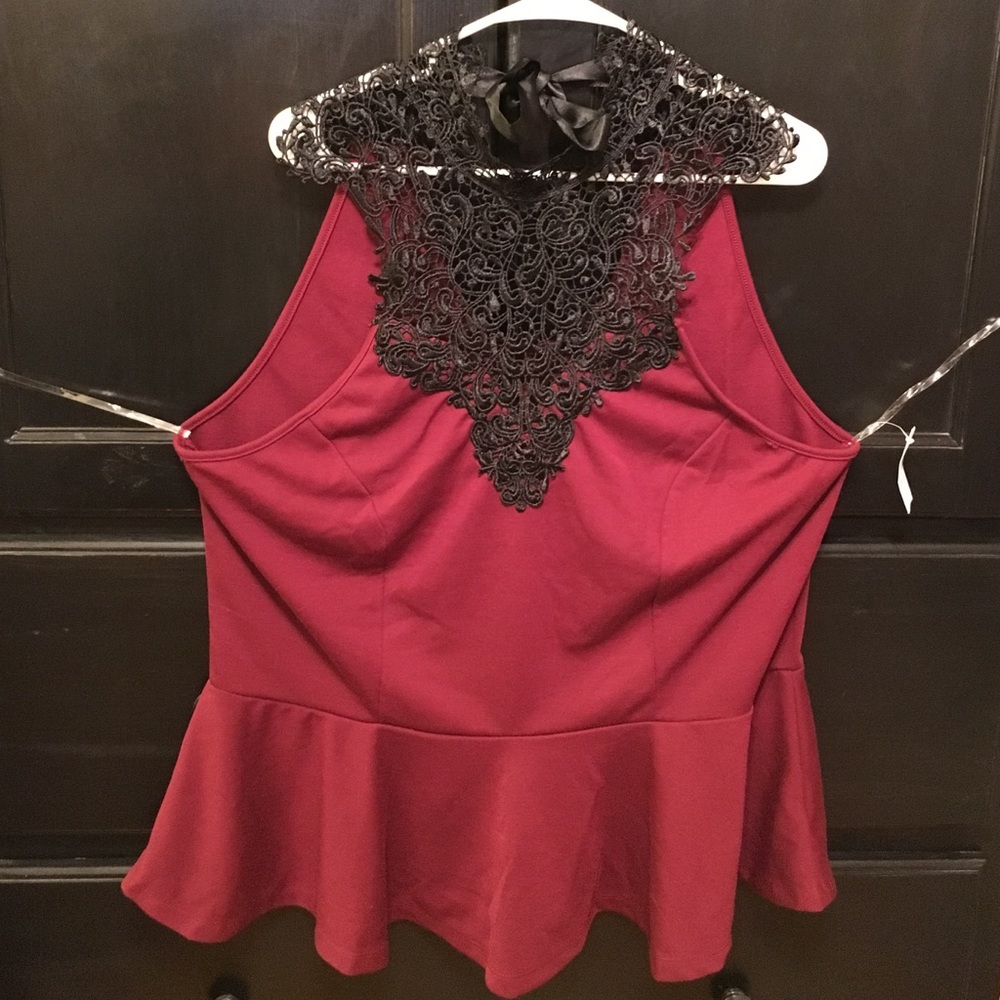 NWT Charlotte Russe Tie Neck Peplum Top Size 3X