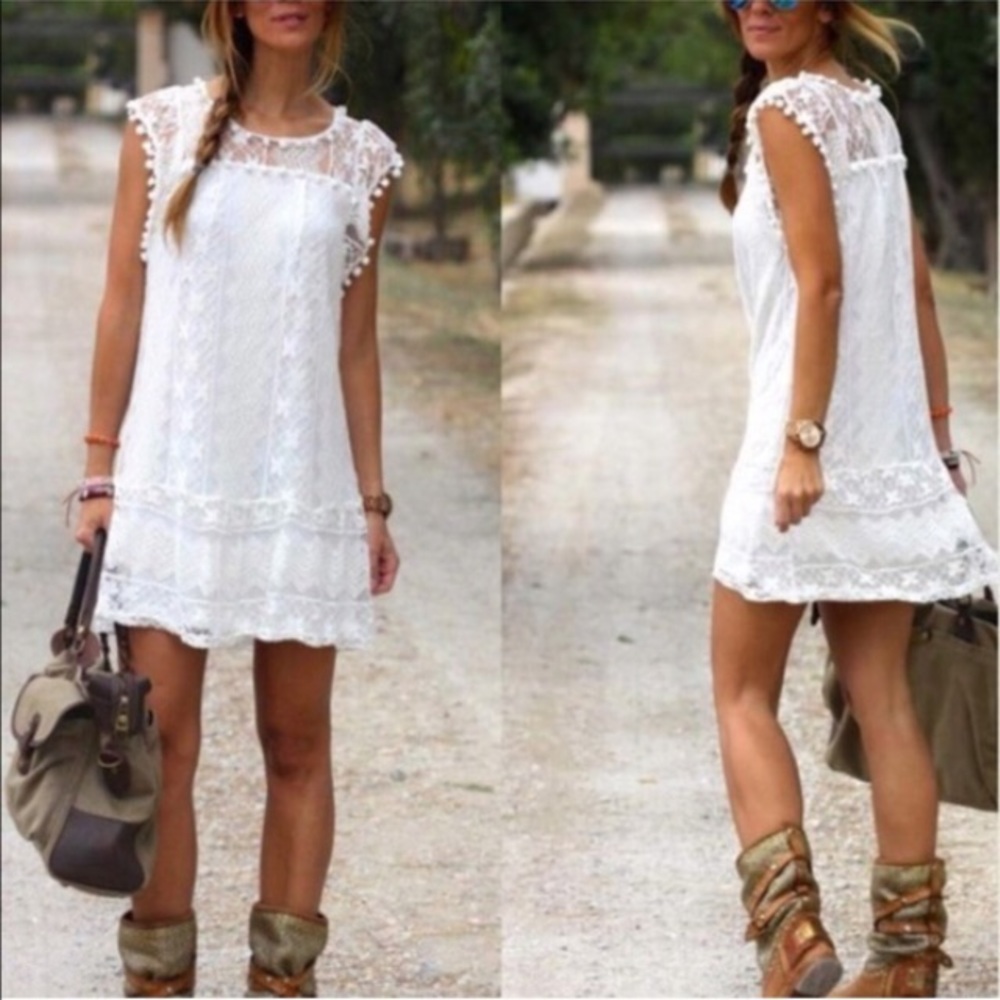 Lace shift dress (semi sheer)