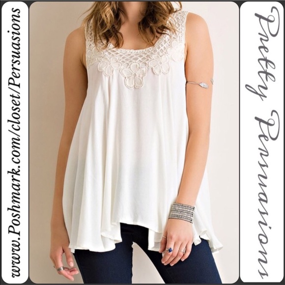 CLEARANCE‼️Floral Crochet Trim Sleeveless Top - Picture 5 of 5