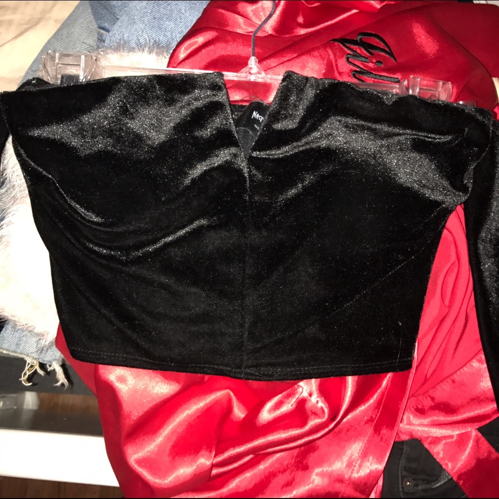 nastygal black velvet top
