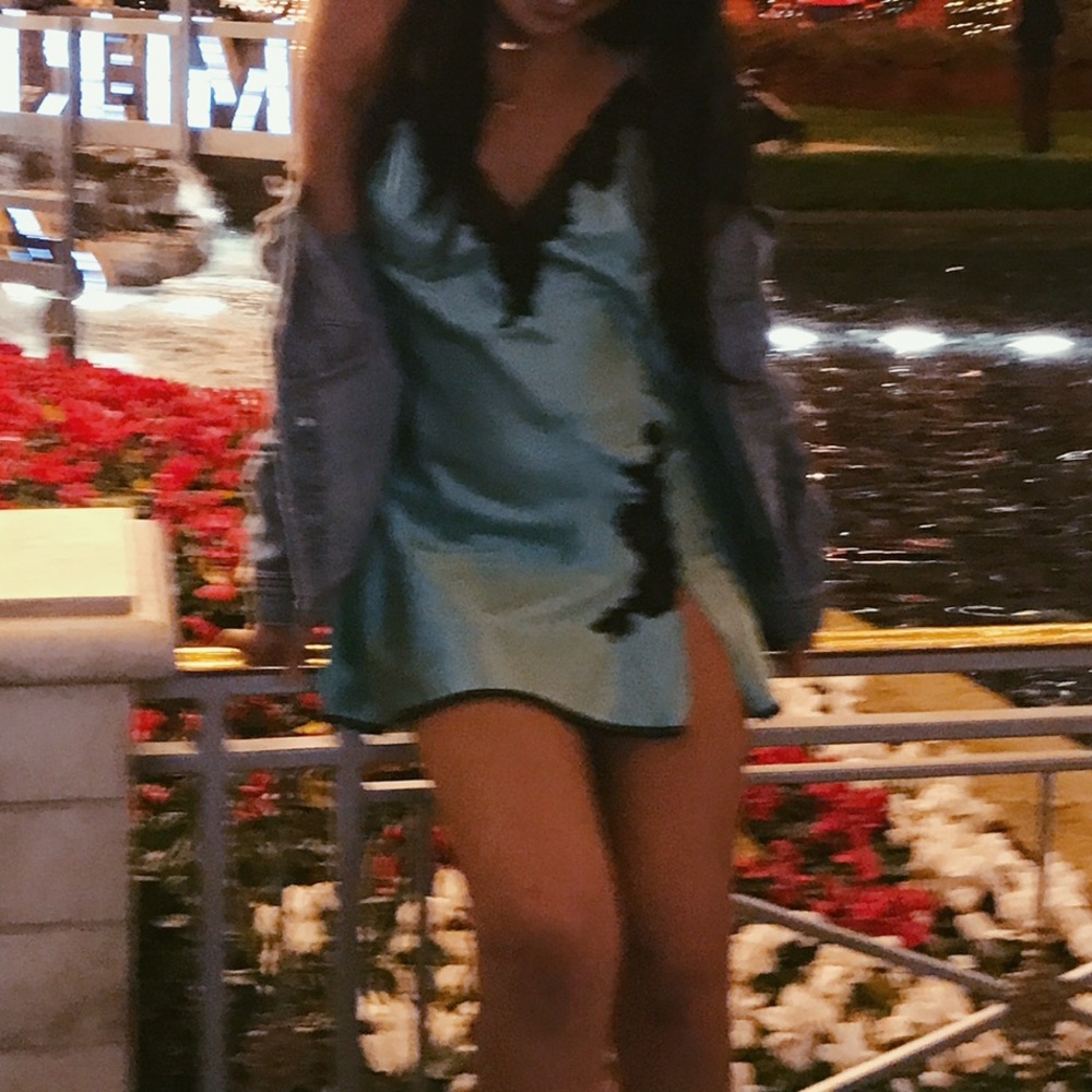 fredericks blue slip dress