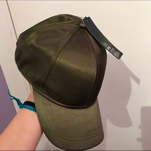 olive green satin hat