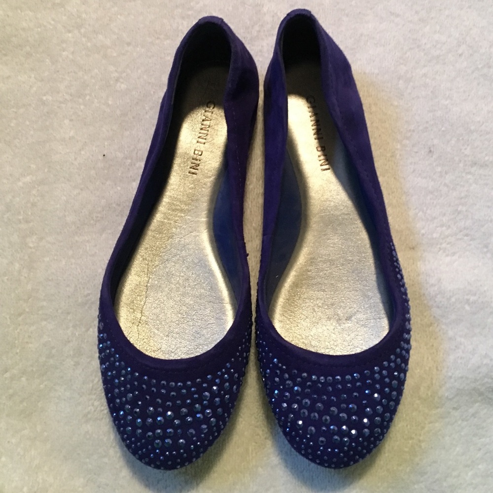 Blue flats with light blue rhinestones