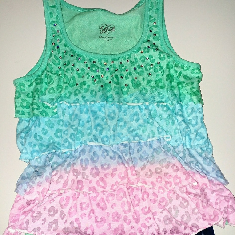 Justice size 10 layered tank with sequin