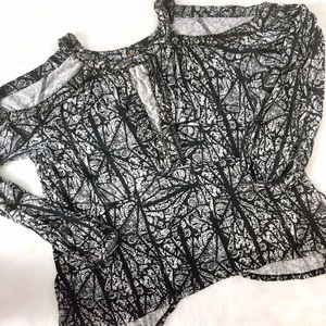 Free People Batik Beaded Cold Shoulder Top